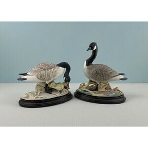 BOEHM Canadian Geese Porcelain Figurines Set of Two w/ Stands 1953 #408N #408